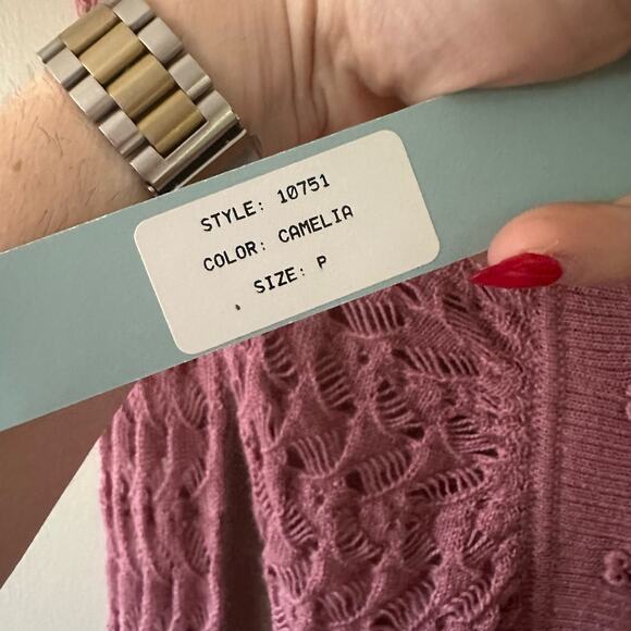 Catherine Malandrino Alpaca Purple Open Knit Sweater Size P NEW WITH TAGS - Picture 6 of 8